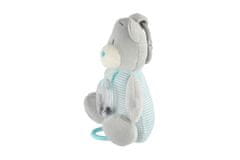 Teddies Navijalna igrača medvedek z ropotuljico plišasta 16x21,5cm modra na kartici