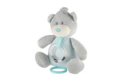 Teddies Navijalna igrača medvedek z ropotuljico plišasta 16x21,5cm modra na kartici