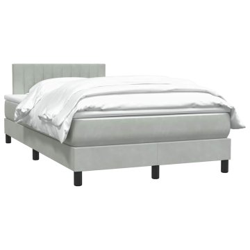 Vidaxl Box spring postelja z vzmetnico svetlo siva 120x210 cm žamet