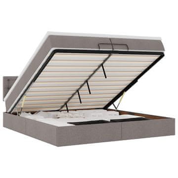 Vidaxl Otomanski posteljni okvir z vzmetnico taupe 200x200 cm blago