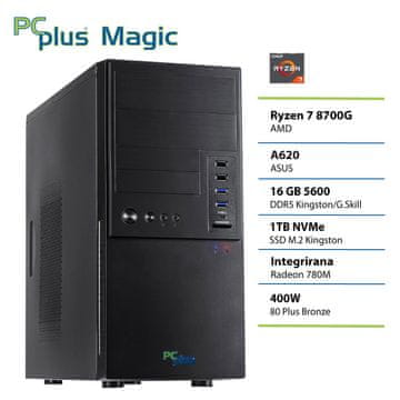 PCplus Magic Ryzen 7 8700G 16GB 1TB SSD namizni računalnik