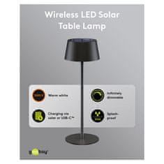 Goobay brezžična LED 2W 150lm solarna črna namizna svetilka
