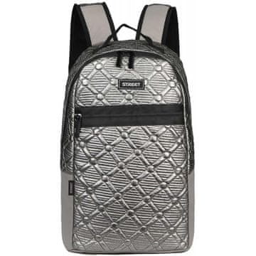 Street Šolski nahrbtnik Round Shiny Silver z ergonomskim hrbtiščem