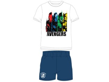 E plus M Deška bombažna pižama kratka AVENGERS / bela