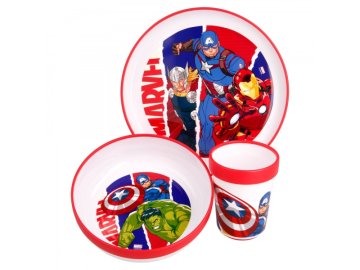 Stor Otroška plastična posoda Avengers Premium (krožnik, skleda, skodelica), 57781