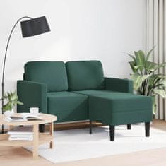 Vidaxl 2-sedežni kavč z ležiščem v obliki črke L temno zelena 125 cm