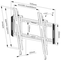 Neomounts WL35-550BL14/Display Holder/Wall/32-65"/Hinged/VESA 400X400/load capacity 60kg/black