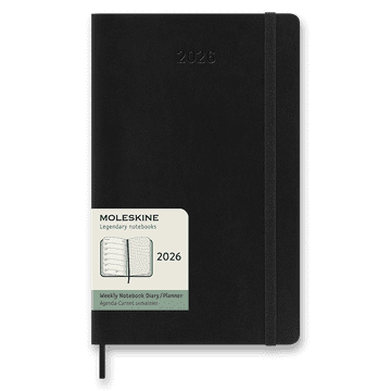 Moleskine Dnevnik 2026 - mehke platnice, L, tedenski, črn
