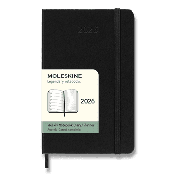 Moleskine Dnevnik 2026 - trda vezava, S, tedenski, črn