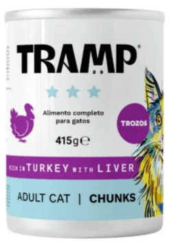 Tramp pašteta za odrasle mačke, puran in jetra, 8 x 415 g