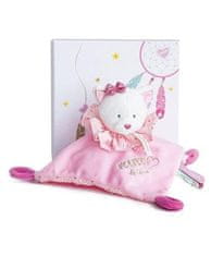 Doudou Darilni set - plišasta ropotuljica roza mačka 20 cm