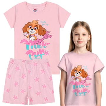 Paw Patrol Paw Patrol Skye BOMBAŽNA, rožnata DVODELNA pižama ZA POLETJE s kratkimi rokavi 100 % BOMBAŽ