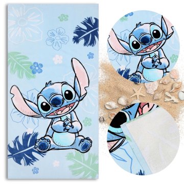 Disney Stitch DISNEY HITRO SUŠEČA se brisača za plažo, otroška BOMBAŽNA kopalna brisača 70x140 cm OEKO-TEX