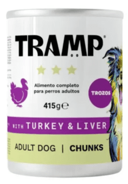 Tramp koščki purana in jeter za odrasle pse, 8 x 415 g