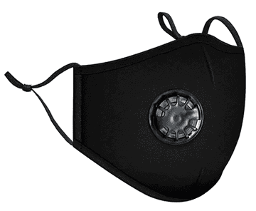 Camerazar Otroška zaščitna maska iz bombaža z ventilom, črna, nastavljiva, pralna, 17x9 cm