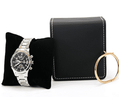 Camerazar Eleganten etui za ure in nakit iz kakovostne umetne usnje, mat črna, 110x100x70 mm