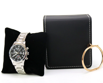 Camerazar Eleganten etui za ure in nakit iz kakovostne umetne usnje, mat črna, 110x100x70 mm