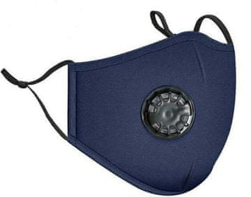 Camerazar Dječja zaštitna maska od pamuka s ventilom tamnoplava 17x9 cm