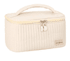 Camerazar Elegantna Svetla Kvadratna Kozmetična Torbica iz Ekokože, Bežna, 21x12x13,5 cm
