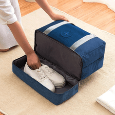Camerazar Prostrana vodoodporna potovalna torba za telovadnico, temno modra, nylon Oxford, 39x30x18 cm