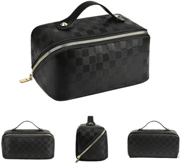 Camerazar Eleganten Kozmetični Nahrbtnik iz Ekokože, Črna, 25x13x12 cm