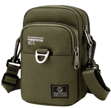 Camerazar Športna vodoodporna moška torba čez ramo, zelena, nylon-oxford, 11x18x7 cm