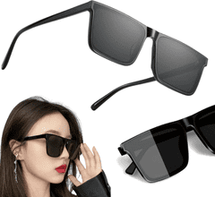 Camerazar Unisex sončna očala kvadratne oblike, črna, plastična, s filtrom UV400