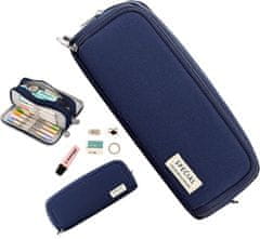 Camerazar Trosobni organizator za svinčnike v mornarsko modri barvi, 21x7x9 cm, odporen material