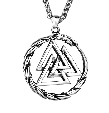 Camerazar Moški ogrlica Viking Nordic amulet, srebrna, kirurška jeklo, 60 cm