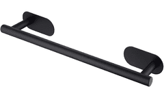 Camerazar Samolepilni nosilec za brisače, črn mat, nerjaveče jeklo, 40x8,5x10 cm