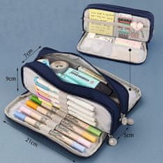 Camerazar Trosobni organizator za svinčnike v mornarsko modri barvi, 21x7x9 cm, odporen material