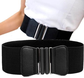 Camerazar Elegantni ženski elastični pas, črn, širina 7,5 cm, sintetični material