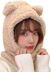 Camerazar Ženska zimska kapa 2 v 1 z kapuco in ušesi, bežna, univerzalna velikost, material poliester