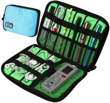 Camerazar Potovalni organizator za kable in polnilce, moder, poliester Oxford 300D, 24x17x2.5 cm