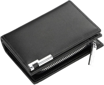 Camerazar Elegantna moška denarnica za kartice, črna, ekološka usnja, 12x9x3.5 cm