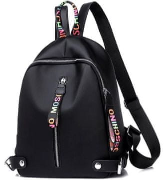 Camerazar Ženski nahrbtnik v retro slogu, črn, 100% bombaž in ekokoža, 30x25 cm