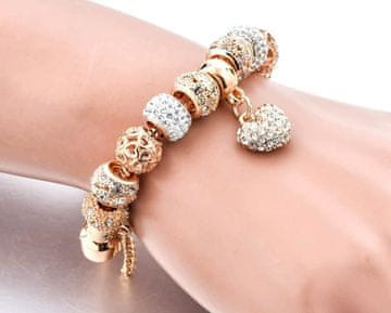 Camerazar Modularni zapestnica z zlatimi obeski v obliki srca, brez niklja, dolžina 19 cm