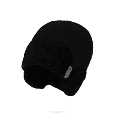 Camerazar Unisex topla zimska športna kapa z ušesnimi zaščitami, črna, akrilna preja, 21x25 cm