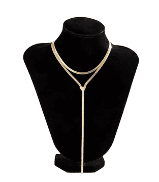 Camerazar Dvojenormalni ogrlica iz kirurške jekla 316L, zlatkasta barva, dolžina 35+7 cm in 30+7 cm