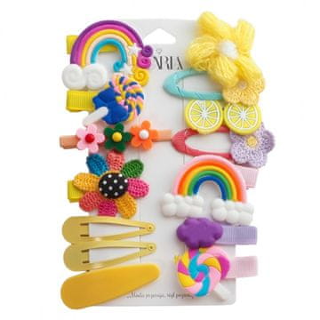 Flamenco Mystique Set 14 kovinskih sponk za lase RAINBOW SP290, brez niklja in kroma, dimenzije 15x7,5x1,5 cm