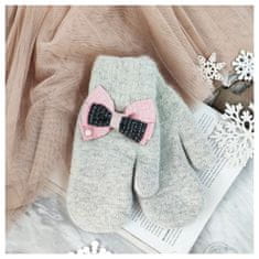 Flamenco Mystique Tople rokavice z mašo, siva, 30% bombaž 70% akril, 22x9.5 cm