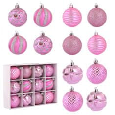 Flamenco Mystique Set 12 božičnih okraskov v obliki kroglic, premer 6 cm, plastični