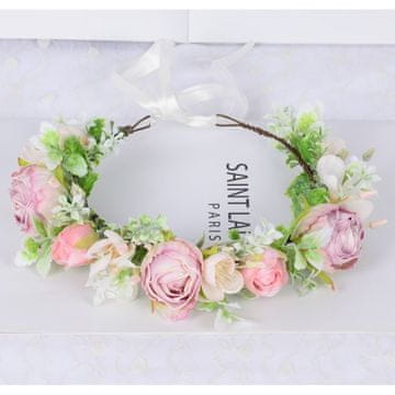 Flamenco Mystique Romantičen venec iz umetnih cvetov, univerzalna velikost, boho stil W103