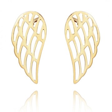 Flamenco Mystique Elegantne in stilne uhane iz pozlačene kirurške jekla 14K, svetlo zlato, 1 x 2 cm