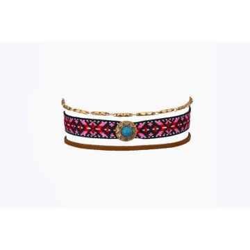 Flamenco Mystique Ogrlica Choker Boho Aztec Festival N528, nastavljiva dolžina 28-34,5 cm, brez niklja in kromiranja
