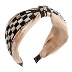 Flamenco Mystique Turbanova čeladka v pepitovem vzoru, širina 6,5 cm, dolžina 42 cm