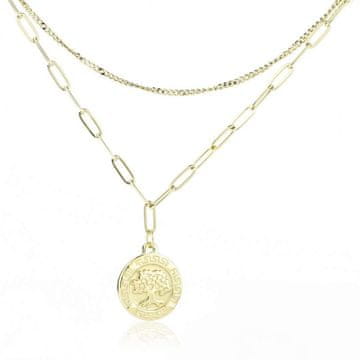 Flamenco Mystique Elegantna ogrlica iz kirurškega jekla z 18-karatnim zlatom, dolžina verižice 39+5 cm