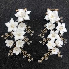 Flamenco Mystique BOHO Porokežni Uhani z Obesnimi Kristali, Kirurška Jekla, Ročno Narejeno