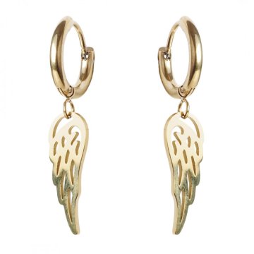 Flamenco Mystique Elegantne in stilne uhane iz kirurškega jekla, pozlačeni s 14k zlatom, svetlo zlato, 1,2 x 3 cm