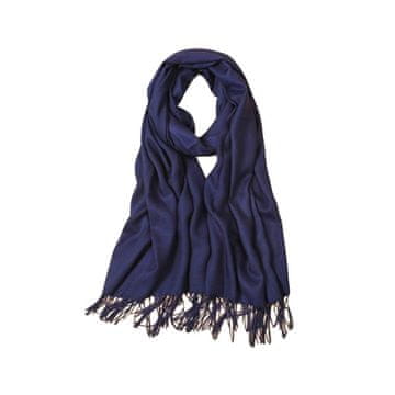 Flamenco Mystique Eleganten temno moder šal s resami, 70x200 cm, viskoza/poliester